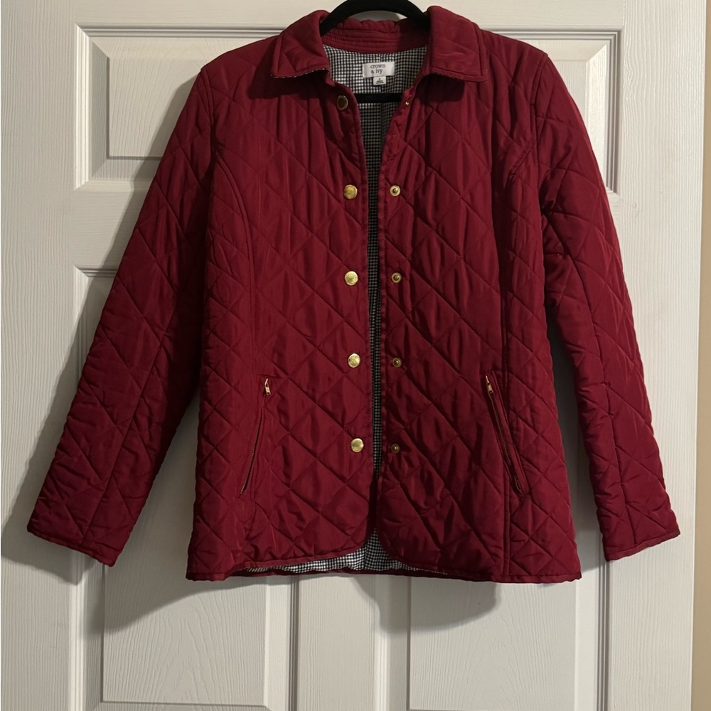Crown & Ivy Burgundy Quilted Jacket